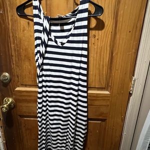 Medium tank dress, blue and white stripes